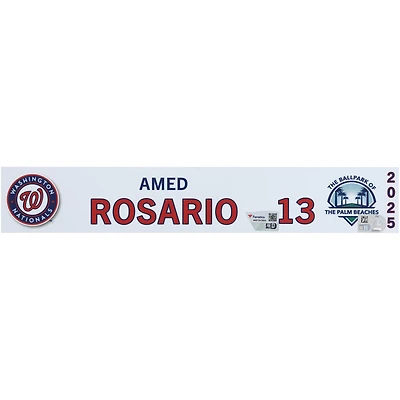 Plaque signalétique n° 13 émise par les joueurs des Nationals de Washington d'Amed Rosario lors de l'entraînement de printemps 2025 de la MLB