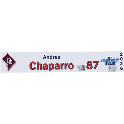 Plaque nominative n° 87 d'Andrés Chaparro, joueur des Nationals de Washington, lors du camp d'entraînement printanier de la MLB 2026