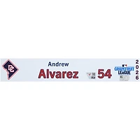 Plaque nominative n° 54 d'Andrew Alvarez, joueur des Nationals de Washington, lors du camp d'entraînement printanier de la MLB 2026