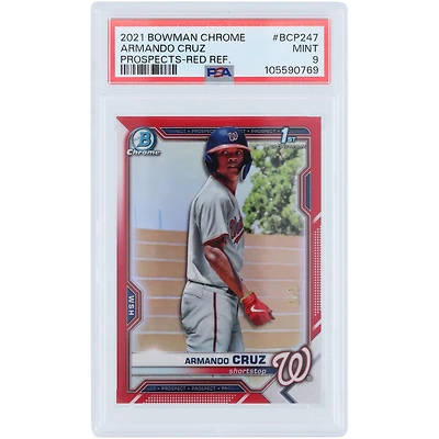 Armando Cruz Washington Nationals 2021 Bowman Chrome 1er Bowman Red Refractor #BCP-247 #3/5 PSA Authentifié 9 Carte
