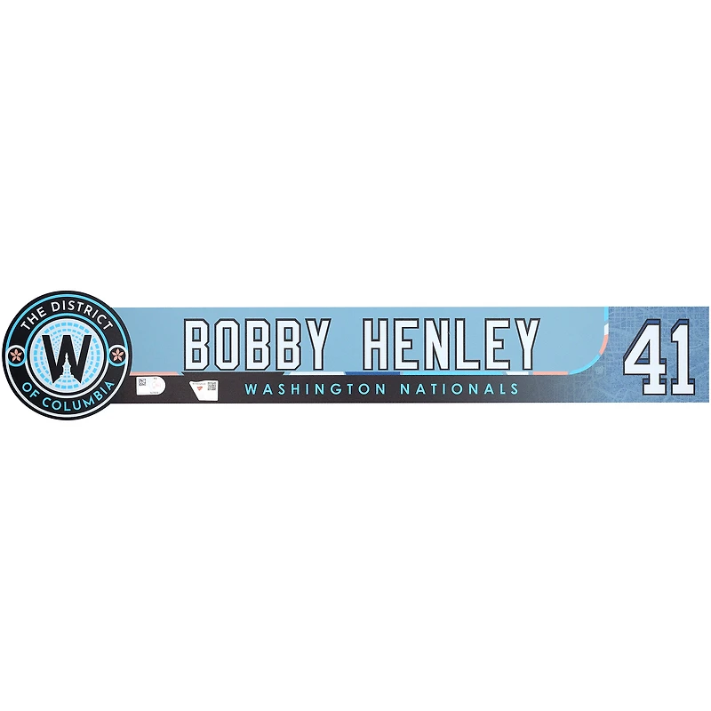 Plaque nominative Blue City Connect n° 41 de Bob Henley, émise par le personnel des Washington Nationals pour la saison 2025 de la MLB