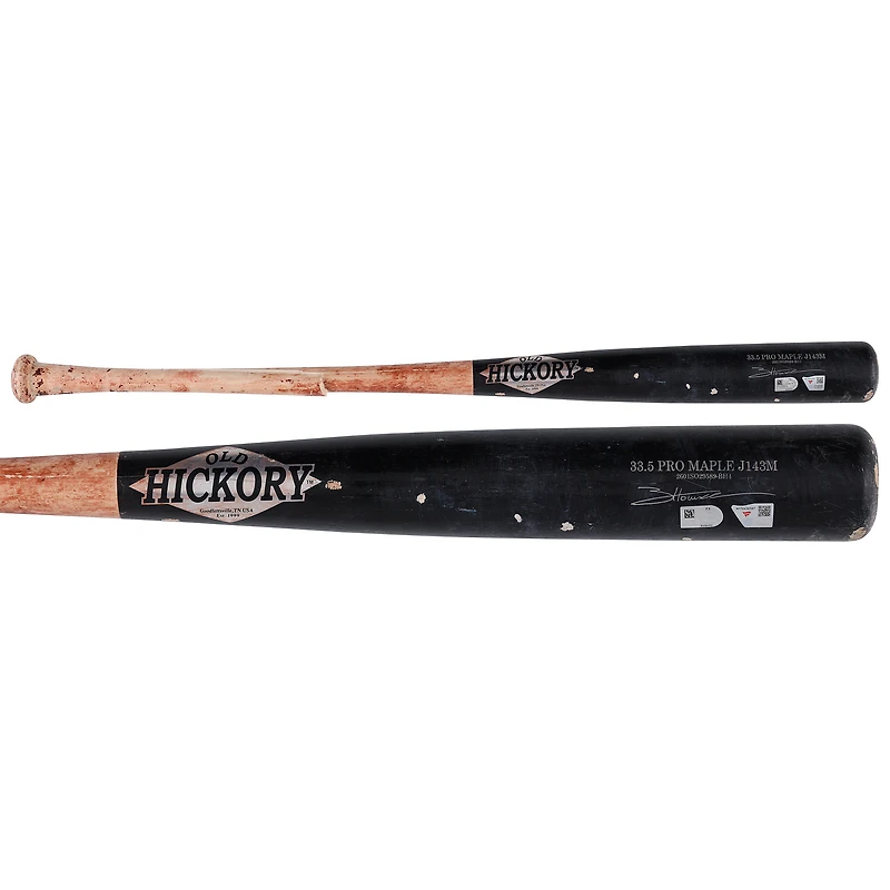 Bâton cassé en hickory noir utilisé par Brady House lors du match des Washington Nationals contre les Atlanta Braves le 21 avril 2026 - Pièce unique