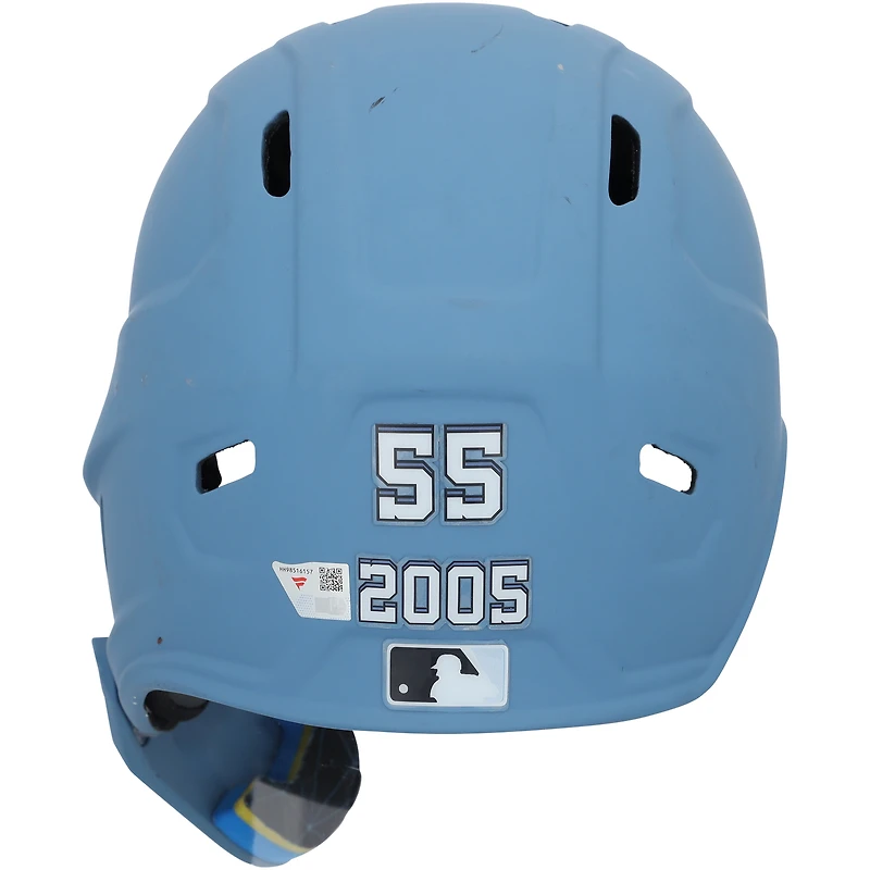 Casque de frappeur bleu City Connect n° 55 porté par Brady House, des Washington Nationals, lors du match contre les Philadelphia Phillies le 17 août 2025.
