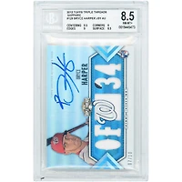 Bryce Harper Washington Nationals Autographed 2012 Topps Triple Threads Multi Relics Sapphire #129 #7/10 BGS Authenticated 8.5 Rookie Card - 9.5,8,9,8.5 Subgrades