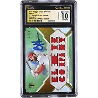 Carte autographiée de Bryce Harper (Washington Nationals) - Collection Topps Triple Threads Relics Emerald 2018 - Numérotée TTR-BH1 /18 - Authentifiée CGC 10/10
