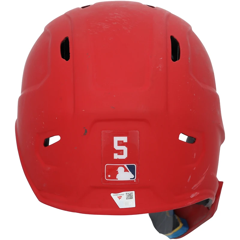 Casque de frappeur rouge n° 5 porté par CJ Abrams des Washington Nationals lors des matchs contre les Philadelphia Phillies le 27 mars et les Los Angeles Dodgers le 9 avril 2025