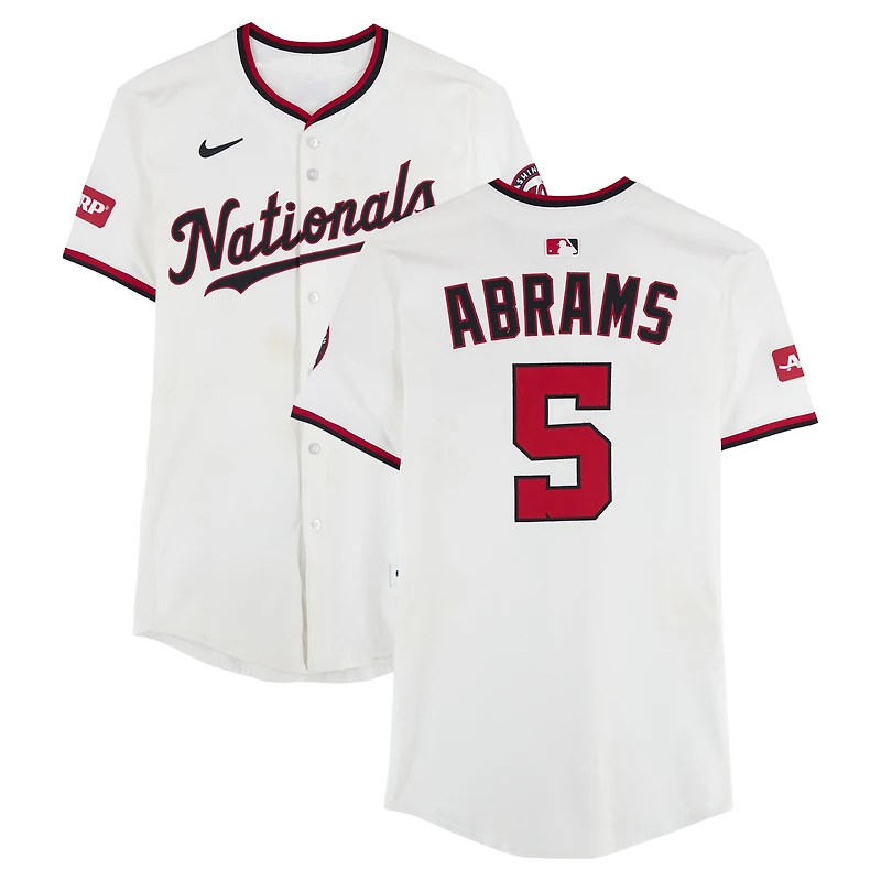V106832 WANATS CJ Abrams Washington Nationals Maillot blanc n° 5 utilisé lors du match contre les Athletics le 6 août 2025 CJ Abrams UNS GU JERSEY 45884 COLGMUJER GUBBJR5405 n° 3