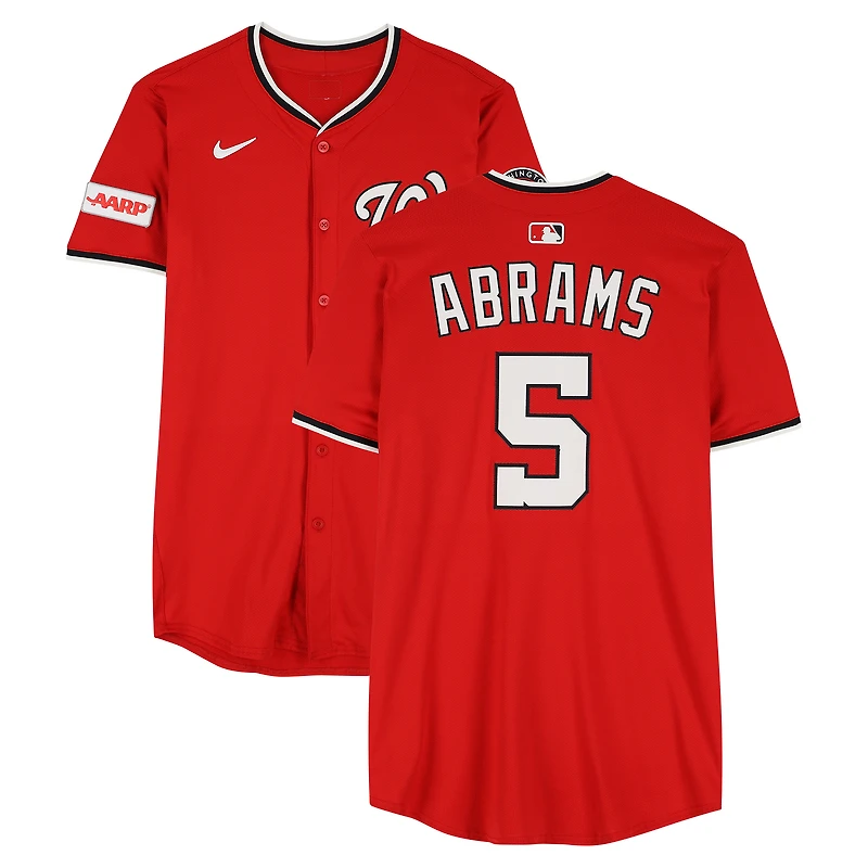 CJ Abrams Washington Nationals Player-Issued #5 Red Nike Jersey from the 2025 MLB Season