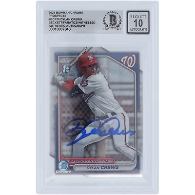 Dylan Crews Washington Nationals Autographié 2024 Bowman Chrome Prospects 1er Bowman #BCP-23 Beckett Fanatics Témoin Authentifié 10 Carte