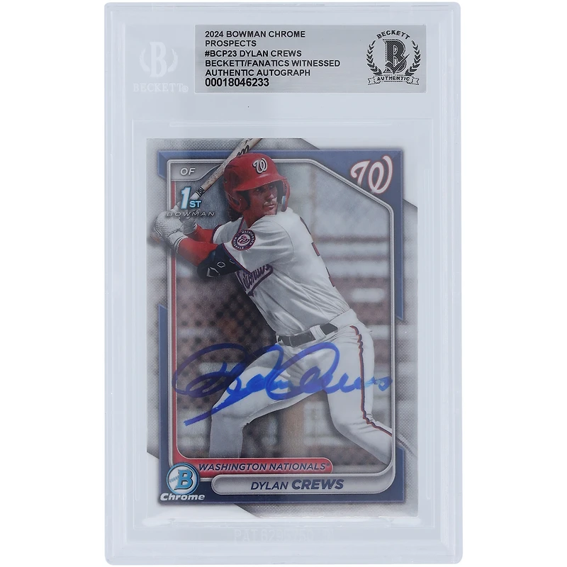 Dylan Crews Washington Nationals Autographed 2024 Bowman Chrome Prospects 1st Bowman #BCP-23 Beckett Fanatics Witnessed Authenticated Card