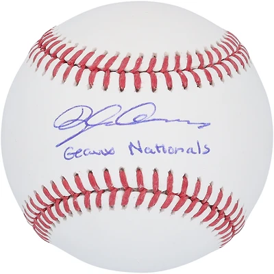 Ballon de baseball autographié par Dylan Crews des Washington Nationals avec l'inscription « Geaux Nationals »