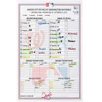Carte de composition d'équipe dédicacée par Dylan Crews, Washington Nationals, contre Kansas City Royals