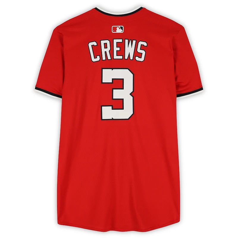 Maillot rouge Nike n° 3 porté par Dylan Crews, joueur des Washington Nationals, saison 2025 de la MLB