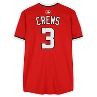 Maillot rouge Nike n° 3 porté par Dylan Crews, joueur des Washington Nationals, saison 2025 de la MLB
