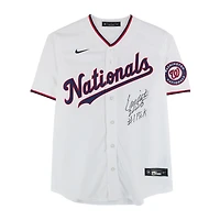 Maillot réplique blanc Nike autographié par Eli Willits des Washington Nationals avec inscription « Choix n° 1 de la saison 2025 ».