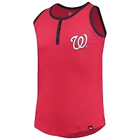 Girls Youth New Era Red Washington Nationals Henley Tank Top