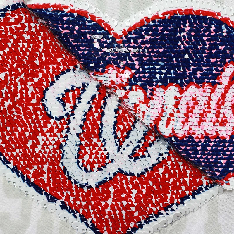 NWE WANATS BLANC Junior FILLES FLIP SEQUIN HEART CROPPED SS TEE TEEYTHGRL