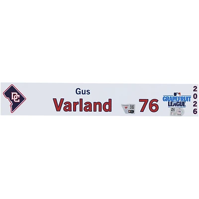 Plaque nominative n° 76 de Gus Varland, joueur des Nationals de Washington, lors du camp d'entraînement de printemps de la MLB 2026