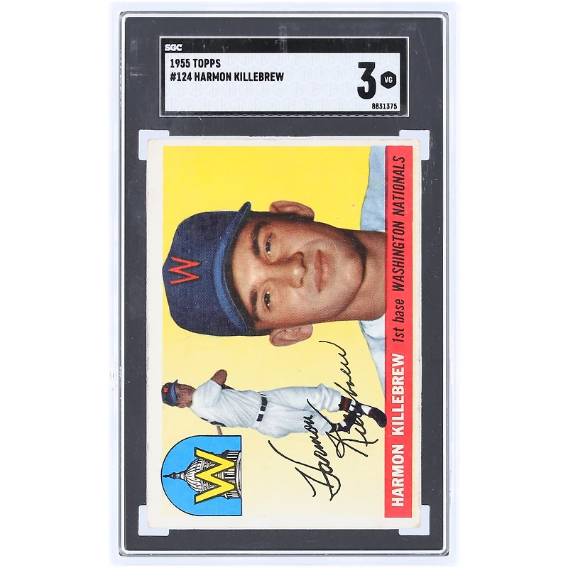 Carte de recrue Harmon Killebrew Washington Nationals 1955 Topps n° 124 authentifiée SGC 3