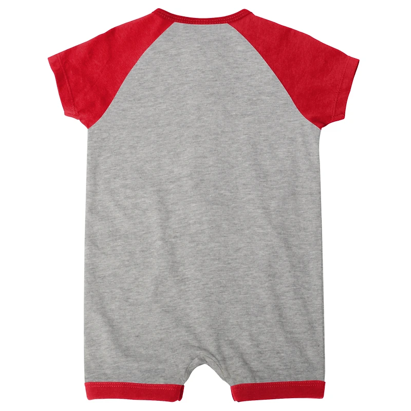 Infant  Heather Gray Washington Nationals Extra Base Hit Raglan Full-Snap Romper