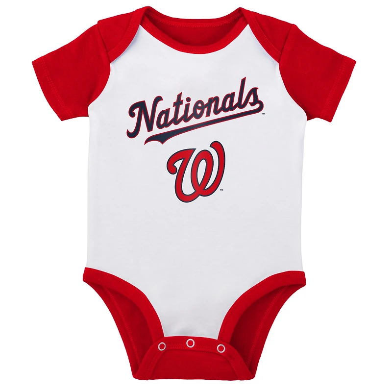 Ensemble de deux bodys Little Slugger pour bébé, blanc/gris chiné, Washington Nationals