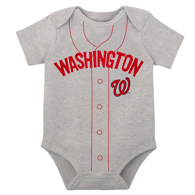 Ensemble de deux bodys Little Slugger pour bébé, blanc/gris chiné, Washington Nationals