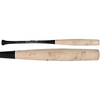 Batte de baseball cassée à rayons beiges et noirs de Jacob Young, utilisée par les Nationals de Washington lors du match contre les Mets de New York, le 28 avril 2025