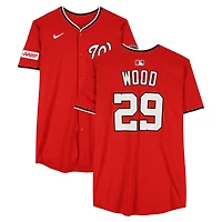 Maillot Nike rouge n° 29 de James Wood, joueur des Washington Nationals, saison 2025 de la MLB