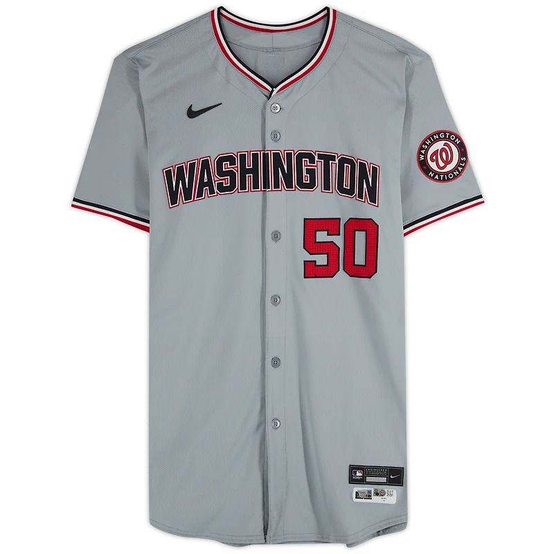 James Wood Washington Nationals Player-Issued #50 Gray Jersey from the 2024 MLB Season