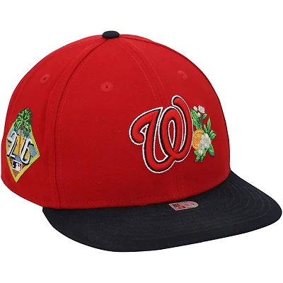 Casquette rouge officielle de James Wood, joueur des Nationals de Washington, lors du camp d'entraînement de printemps de la MLB 2026