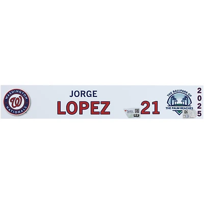 Jorge López Washington Nationals Player-Issued #21 Nameplate from 2025 MLB Spring Training