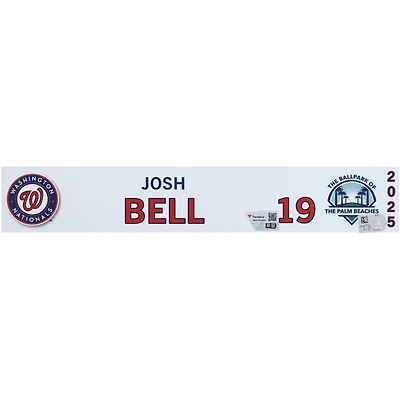 Josh Bell Washington Nationals Player-Issued #19 Nameplate from 2025 MLB Spring Training