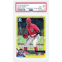 Carte Juan Soto Washington Nationals 2018 Bowman Chrome Canary Yellow Shimmer Refractor #BCP52 #75/75 authentifiée par PSA (8 exemplaires)
