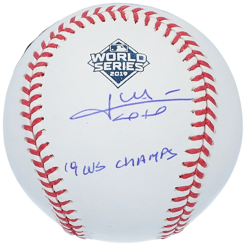 Juan Soto Washington Nationals Autographed 2019 World Series Champions Baseball with "19 WS Champs" Inscription