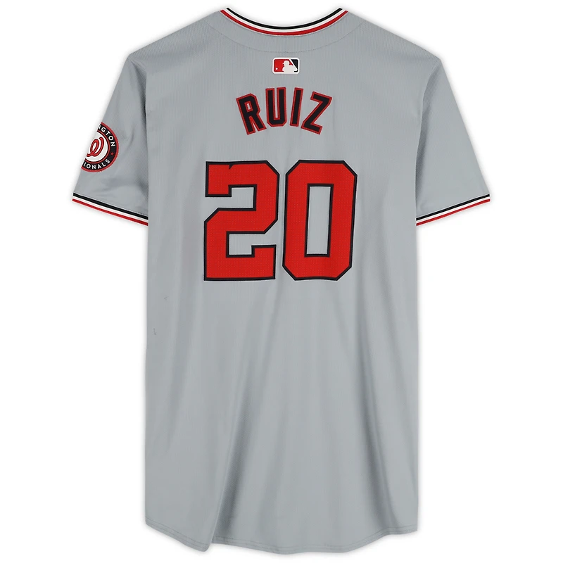 Keibert Ruiz Washington Nationals Game-Used #20 Gray Nike Jersey from March 28 & 30, 2024