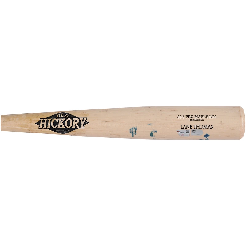 Lane Thomas Washington Nationals Game-Used Tan Old Hickory Broken Bat vs. San Francisco Giants on April 8, 2024