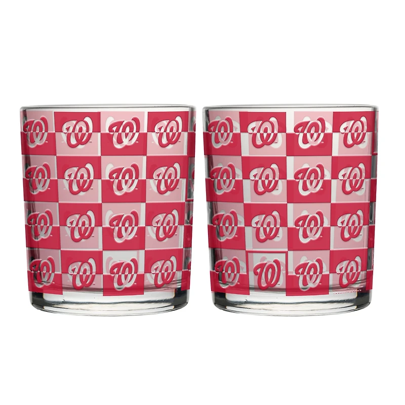 Logo Brands Washington Nationals Two-Pack 12oz. Gridiron Stained Rocks Glass Set