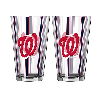 Logo Brands Washington Nationals Two-Piece 16oz. Striped Pint Glass Set