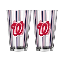 Logo Brands Washington Nationals Two-Piece 16oz. Striped Pint Glass Set