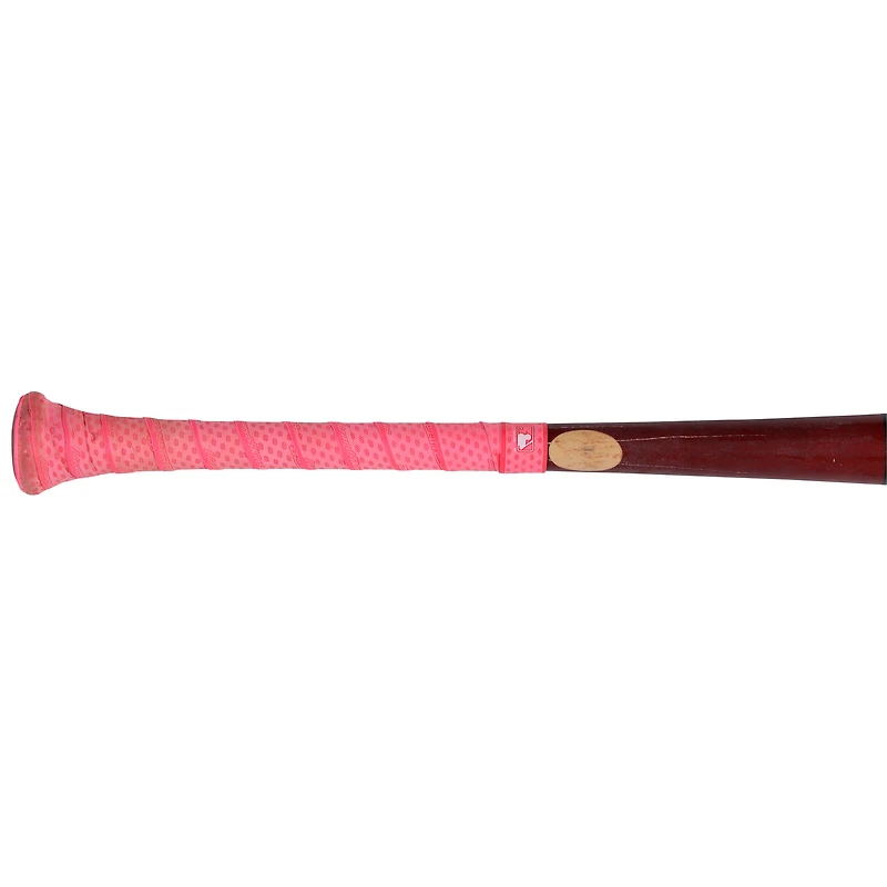 Batte cassée des Louisville Slugger beige/rouge de Luis García Jr., utilisée par les Nationals de Washington, lors du match contre les Dodgers de Los Angeles, le 7 avril 2025