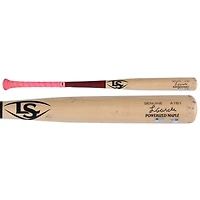 Batte cassée des Louisville Slugger beige/rouge de Luis García Jr., utilisée par les Nationals de Washington, lors du match contre les Dodgers de Los Angeles, le 7 avril 2025