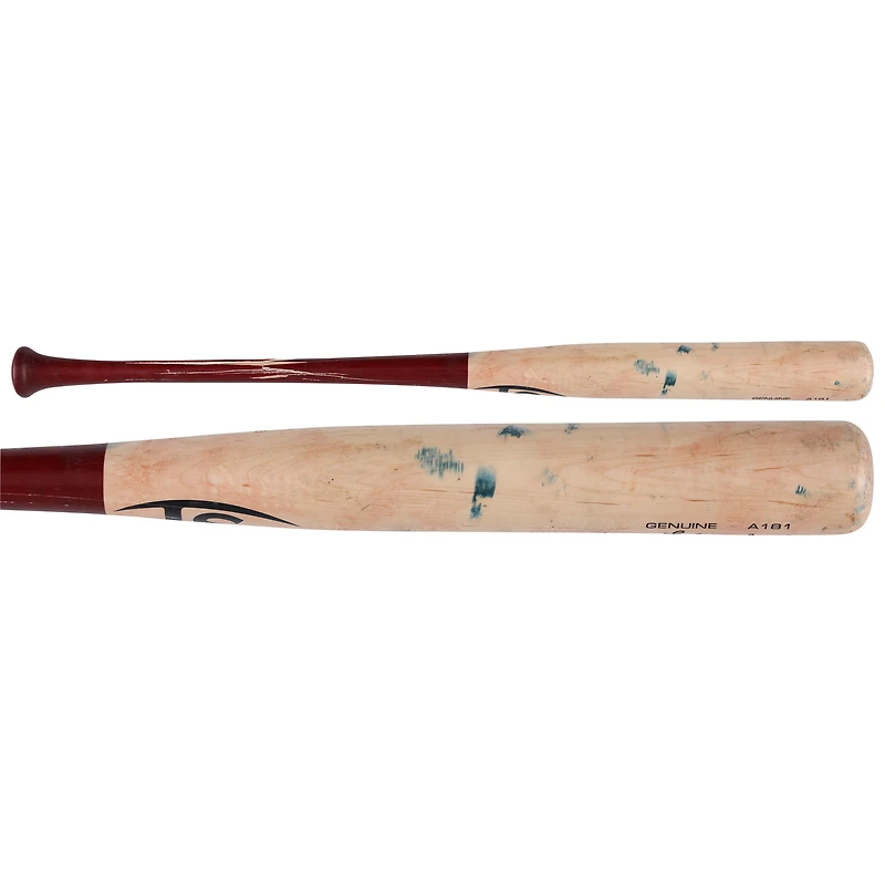 Batte cassée beige/rouge Louisville Slugger de Luis García Jr., utilisée par les Nationals de Washington