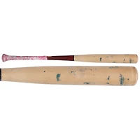 Batte cassée beige/rouge des Louisville Slugger de Luis García Jr., utilisée par les Nationals de Washington, lors du match contre les Pirates de Pittsburgh, le 16 avril 2025