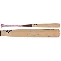 Batte cassée beige/rouge des Louisville Slugger de Luis García Jr., utilisée par les Nationals de Washington, lors du match contre les Pirates de Pittsburgh, le 16 avril 2025