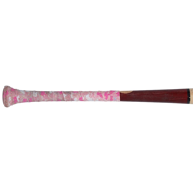 Batte cassée beige/rouge des Louisville Slugger de Luis García Jr., utilisée par les Nationals de Washington, lors du match contre les Pirates de Pittsburgh, le 16 avril 2025