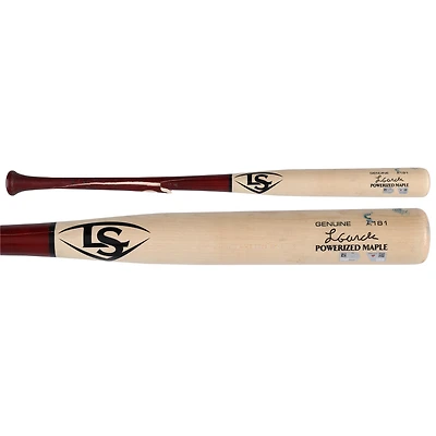 Batte Louisville Slugger cassée, couleur beige/rouge, utilisée par Luis García Jr. (Washington Nationals) lors du match contre les White Sox de Chicago le 28 septembre 2025.