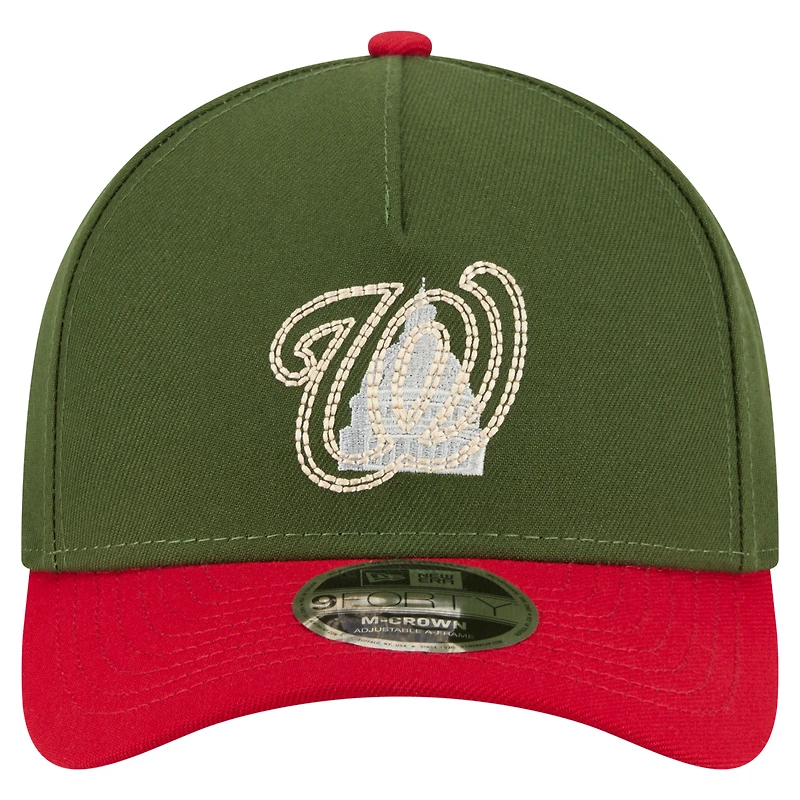 Casquette ajustable 9FORTY A-Frame City Feature de Washington Nationals de New Era pour homme, vert foncé