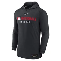 Sweat à capuche Nike pour homme, noir chiné, Washington Nationals, collection Authentic, mélange de trois matières Dri-FIT