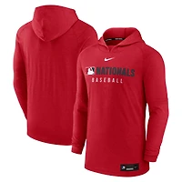 Sweat à capuche léger Dri-FIT Nike pour homme, rouge chiné, Washington Nationals, collection Authentic.