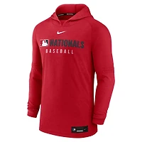 Sweat à capuche léger Dri-FIT Nike pour homme, rouge chiné, Washington Nationals, collection Authentic.